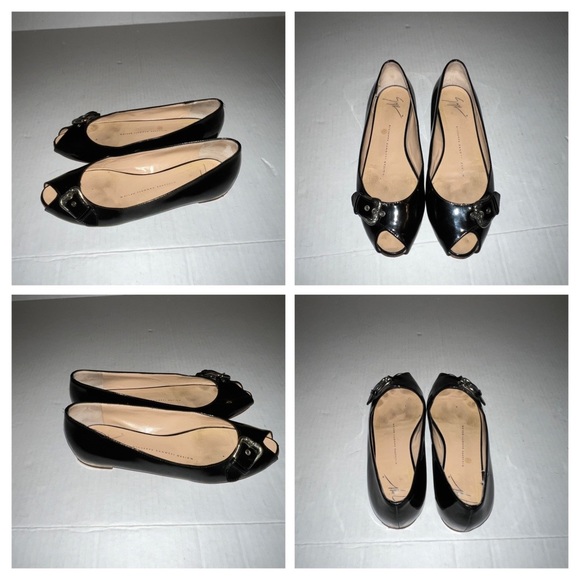 GIUSEPPE  ZANOTTI BLACK PATENT LEATHER FLATS - Picture 4 of 11